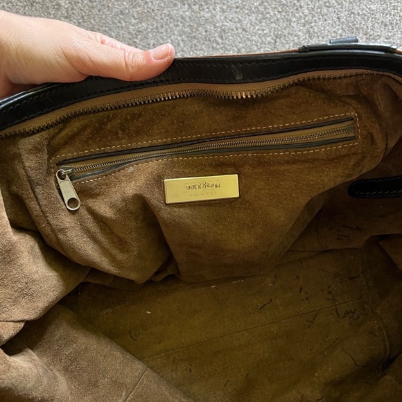 Gryson Jasper Leather Large Tote Shoulder Hand Bag Suede Lining Brown Black - Picture 16 of 16